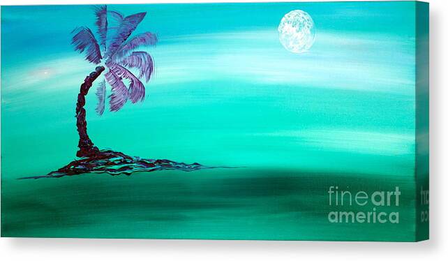 Tree Canvas Print featuring the painting Moonlit Palm by Jacqueline Athmann