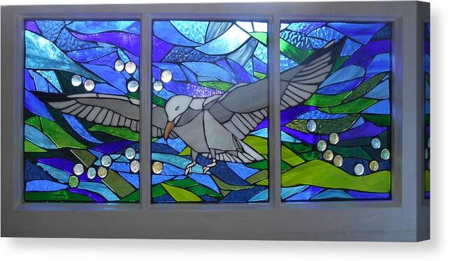 Mosaic Canvas Print featuring the glass art Mosaic Stained Glass - Free as a Bird by Catherine Van Der Woerd