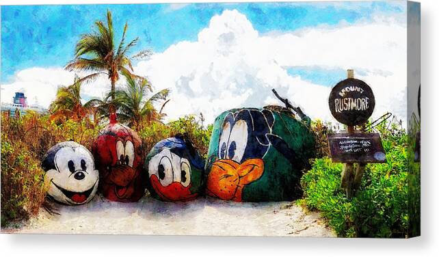 Disney Canvas Print featuring the painting Mount Rustmore Castaway Cay by Sandy MacGowan