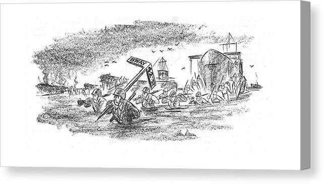 113355 Adu Alan Dunn Naval Landing Force Canvas Print featuring the drawing New Yorker May 20th, 1944 by Alan Dunn