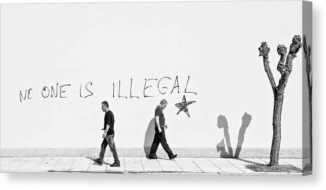 Panorama Canvas Print featuring the photograph No One Is Illegal by Martin Sander