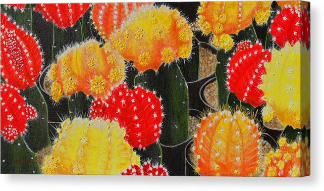 Cactus Canvas Print featuring the painting Party Girls by Donna Manaraze