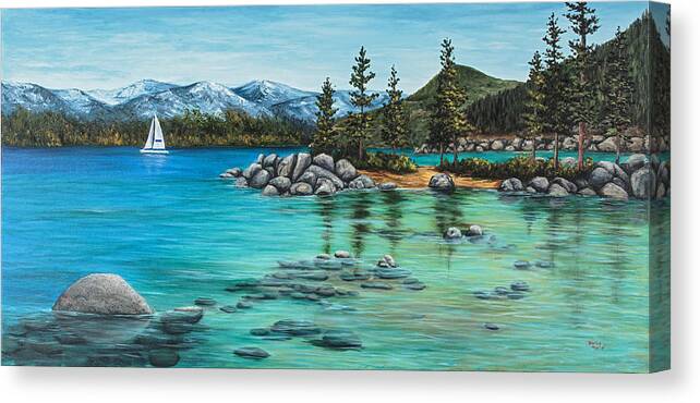 Landscape Canvas Print featuring the painting Sand Harbor by Darice Machel McGuire