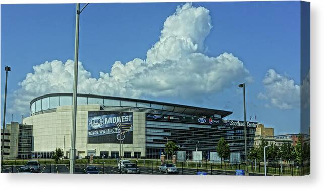 St. Louis Blues Canvas Print featuring the photograph Scottrade Center Home of the St Louis Blues by Greg Kluempers