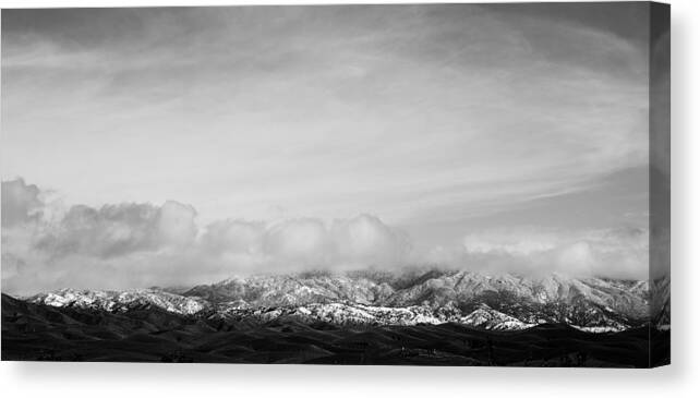 Valley Canvas Print featuring the photograph Snow on the Tehachapis by Rich Collins