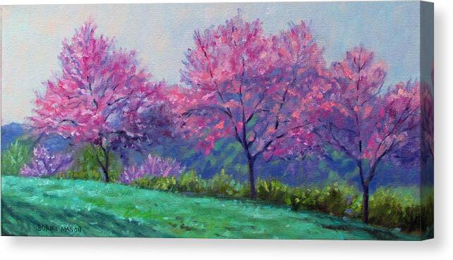 Bonnie Mason Canvas Print featuring the painting Spring Blossoms on Mill Mountain by Bonnie Mason