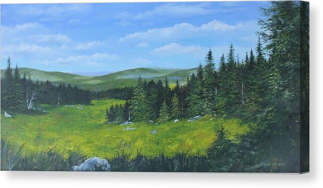  Canvas Print featuring the painting Summer Ski Trail by Ken Ahlering