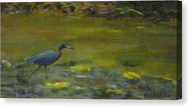 Little Blue Heron Canvas Print featuring the painting Taking A Walk by Paula Pagliughi