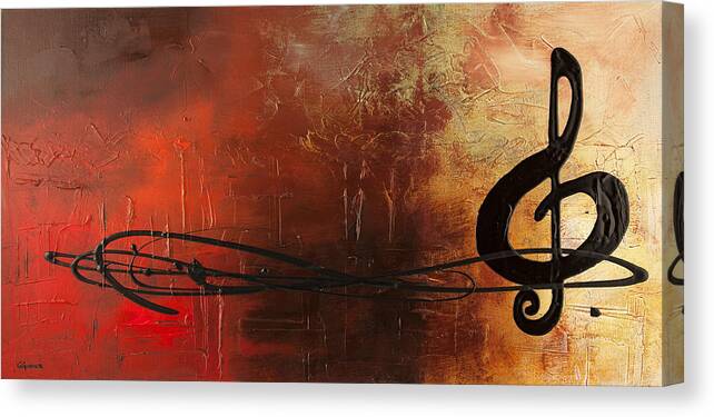 Music Abstract Art Canvas Print featuring the painting The Pause by Carmen Guedez