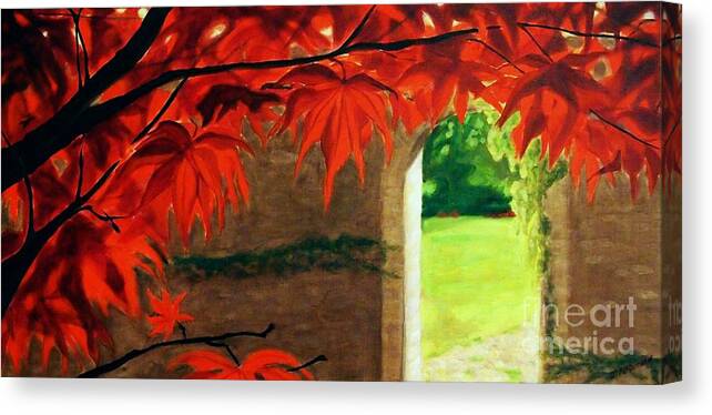 Japanese Maple Painting Canvas Print featuring the painting The Secret Garden by Janet McDonald