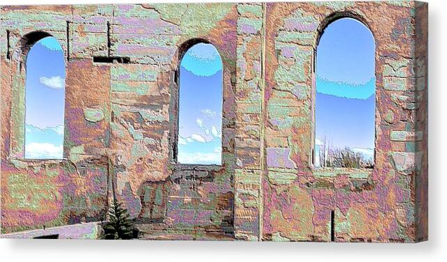 Ruins Canvas Print featuring the photograph Three windows by Jacqui Binford-Bell