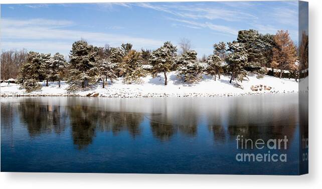 Gaithersburg Canvas Print featuring the photograph Urban Pond in Snow by Thomas Marchessault