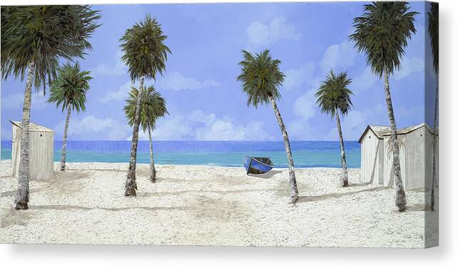 Seascape Canvas Print featuring the painting Le Cabine Bianche by Guido Borelli