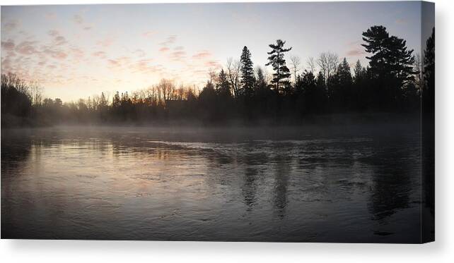 Mississippi River Canvas Print featuring the photograph Mist over the Mississippi by Kent Lorentzen