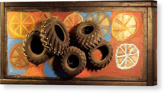 Wheels Canvas Print featuring the painting Wheels by Krista Ouellette