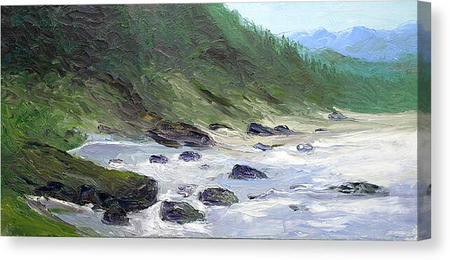 Rocky Shores Canvas Print featuring the painting Wildlife Sanctuary by Max Mckenzie