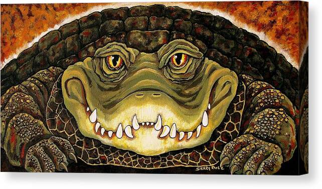 Alligator Canvas Print featuring the painting Big Al by Sherry Dole