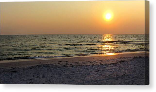 Beach Canvas Print featuring the photograph Golden Setting Sun #1 by Angela Rath