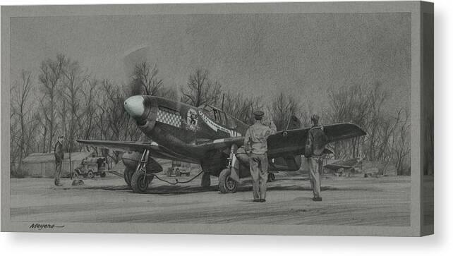 Aviation Art Canvas Print featuring the drawing Press Time #1 by Wade Meyers