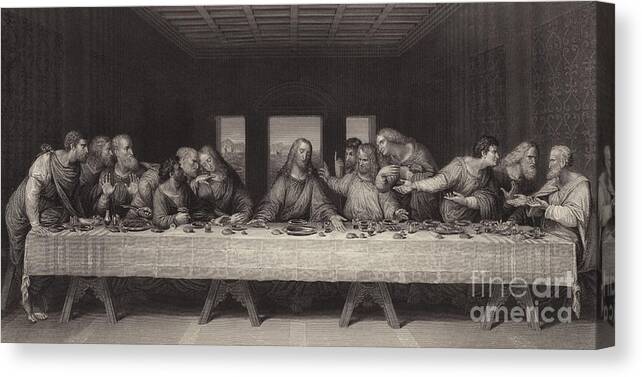 The Last Supper Canvas Print featuring the drawing The Last Supper by Leonardo Da Vinci