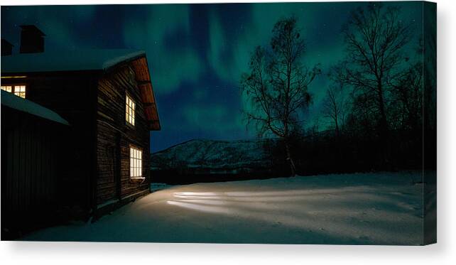 Landscape Canvas Print featuring the photograph 6 am in Arctic Mid-December by Pekka Sammallahti