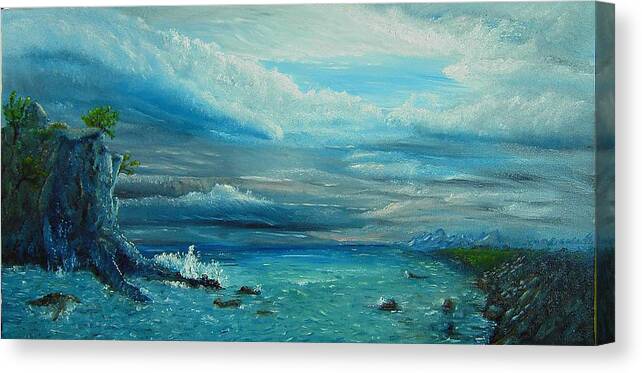  Canvas Print featuring the painting A Break in the Storm by Daniel W Green