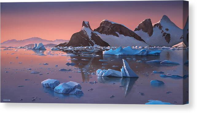 Antarctica Canvas Print featuring the photograph Afterglow Lemarie Channel Antarctica by Cliff Wassmann
