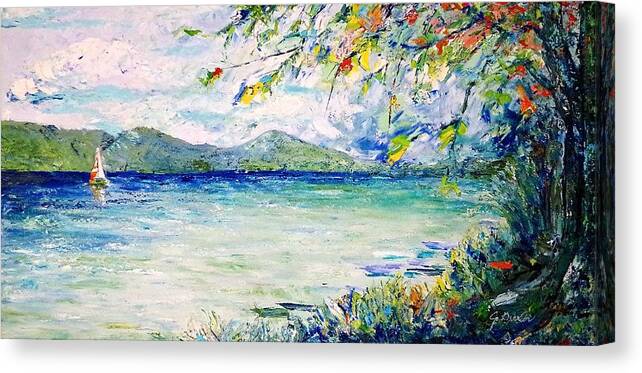 Landscape Canvas Print featuring the painting Afternoon Sail by Jo Gerrior
