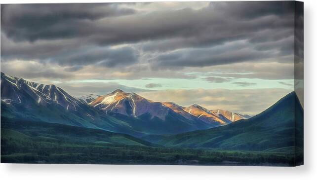Alaska Canvas Print featuring the mixed media Alaskan Sunset by Steven Richardson
