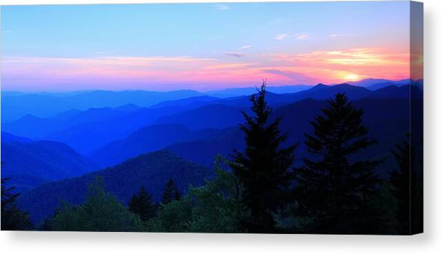 Caney Fork Overlook Canvas Print featuring the photograph Blue Ridge Mountain Sunset by Carol Montoya