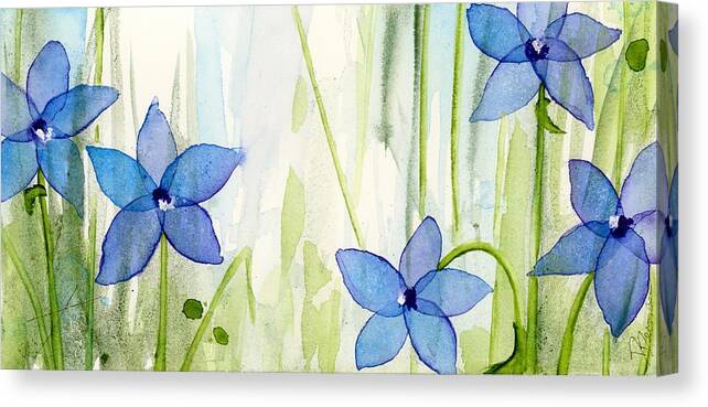 Watercolor Wildflowers Canvas Print featuring the painting Blue Wildflowers by Dawn Derman