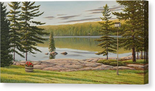 Jake Vandenbrink Canvas Print featuring the painting By The Lakeside by Jake Vandenbrink