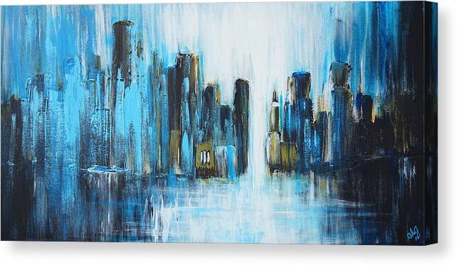 Acrylic Canvas Print featuring the painting City Blues by Theresa Marie Johnson