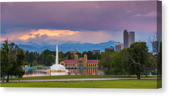 Denver Canvas Print featuring the photograph City Park Sunset by Darren White