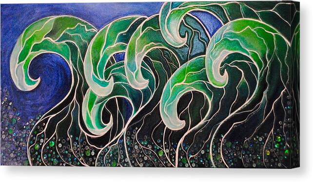 Waves Canvas Print featuring the painting Cool Waves by Patricia Arroyo