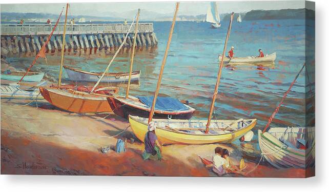 Landscape Canvas Print featuring the painting Dory Beach by Steve Henderson