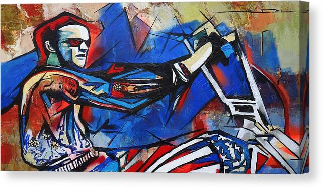 Peter Fonda Canvas Print featuring the painting Easy Rider Captain America by Eric Dee