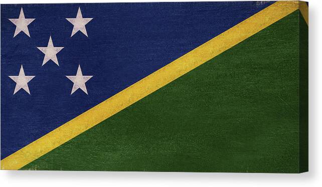 Solomon Islands Canvas Print featuring the photograph Flag of the Solomom Islands Grunge by Roy Pedersen