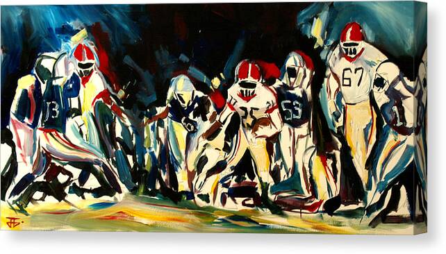  Canvas Print featuring the painting Football Night by John Gholson