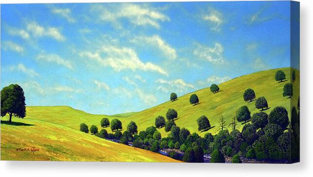 Wilderness Canvas Print featuring the painting Grassy Hills At Meadow Creek by Frank Wilson