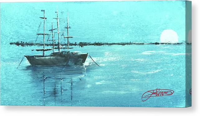 Painting Canvas Print featuring the painting Half Moon Harbor by Jack Diamond