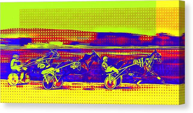 Harness Race Canvas Print featuring the photograph Harness Race Pop Art by Tatiana Travelways