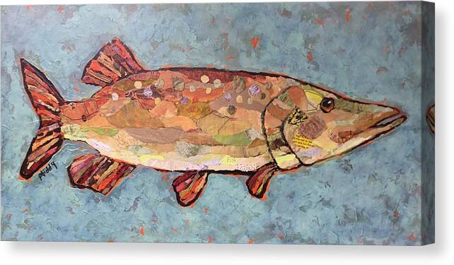 Fish Canvas Print featuring the painting Ike the Pike by Phiddy Webb