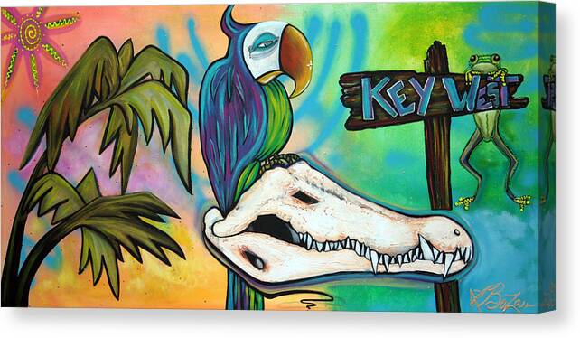 Alligator Canvas Print featuring the painting Key West by Laura Barbosa