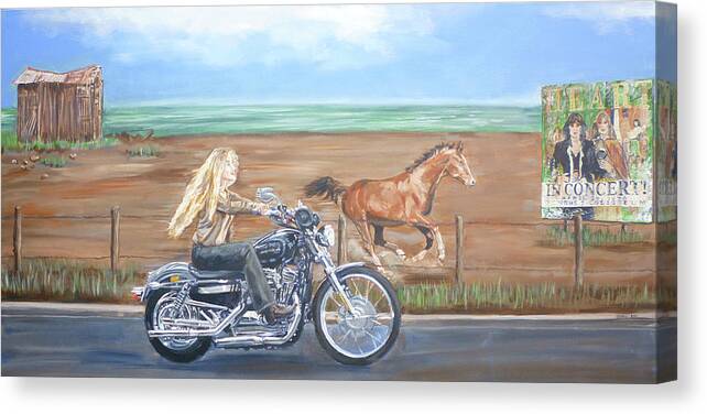 Motorcycle Canvas Print featuring the painting Kick It Out A Tribute to Heart by Bryan Bustard