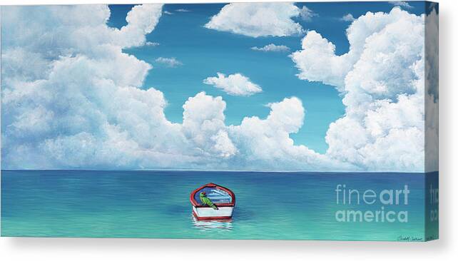 Seascape Canvas Print featuring the painting Leaky Little Boat by Elisabeth Sullivan