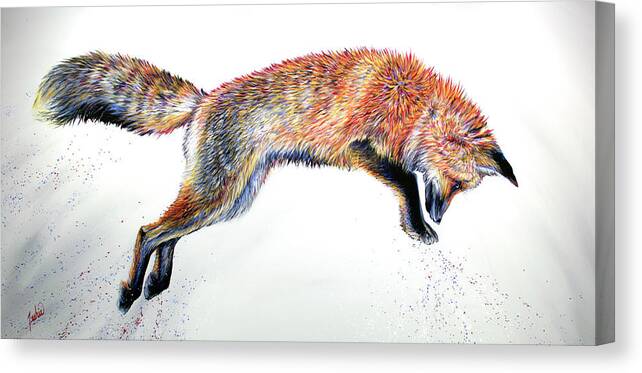 Fox Canvas Print featuring the painting Leap by Teshia Art
