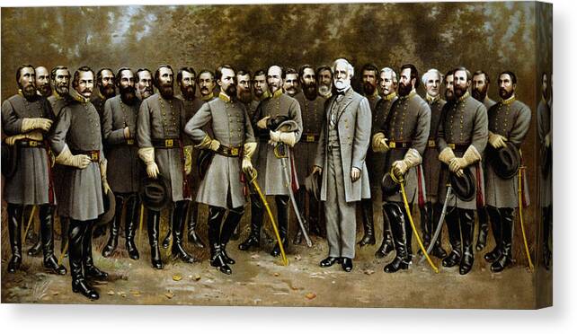 Confederate Canvas Print featuring the painting Robert E. Lee and His Generals by War Is Hell Store
