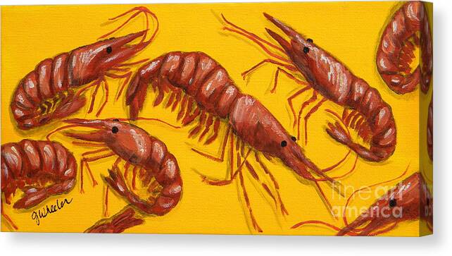 Shrimp Canvas Print featuring the painting Lil Shrimp by JoAnn Wheeler