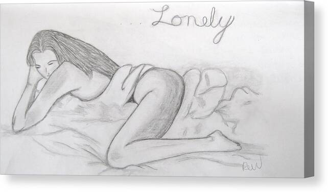 Lonely Canvas Print featuring the drawing Lonely by Rebecca Wood